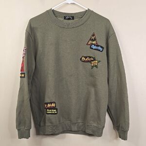 Vinyl Icons Def Leppard Patchwork Crewneck Long Sleeve Sweatshirt Medium